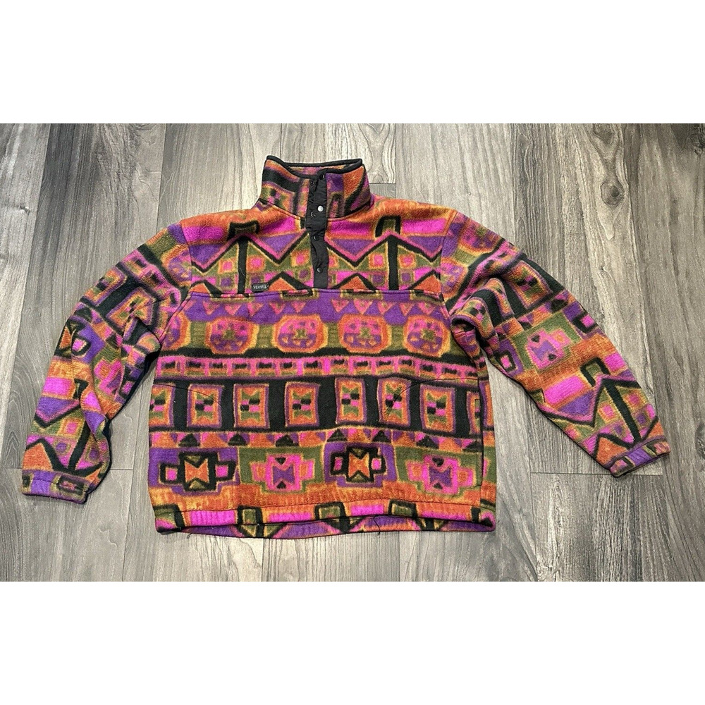 Vintage Verbier Multicolor AOP Fleece Jacket: Size Large
